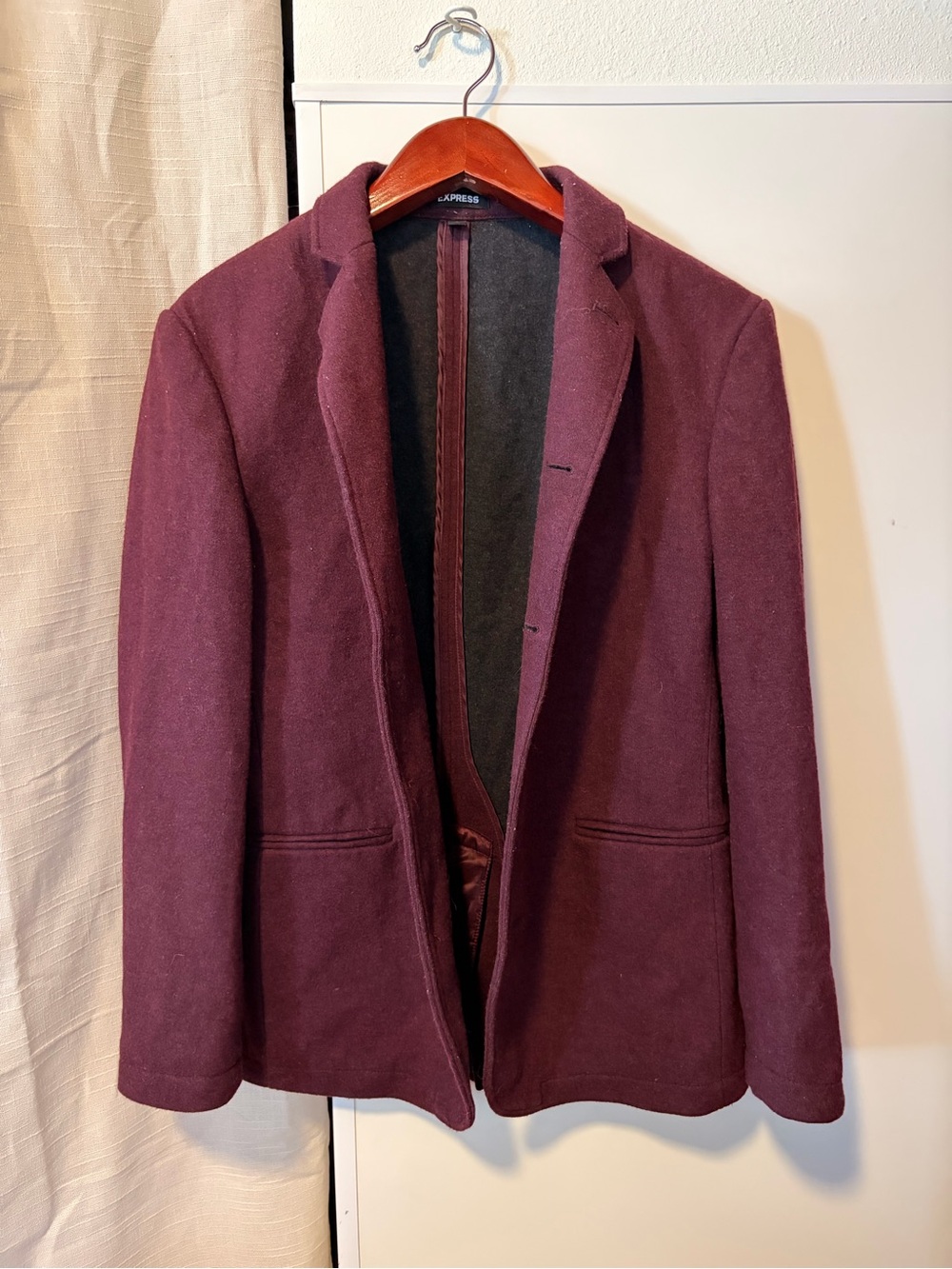 Express Men's Burgundy Wool-Blend Blazer